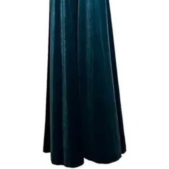 NWT After Six Lux Velvet Flutter Sleeve V Neck Maxi Dress Pockets 6 Dutch Blue - Picture 8 of 15